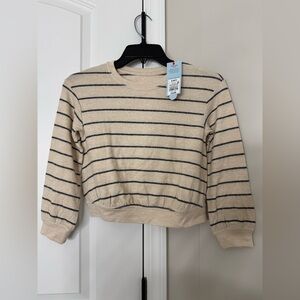 Cat & Jack Striped Cream and Black Girl's Sweater